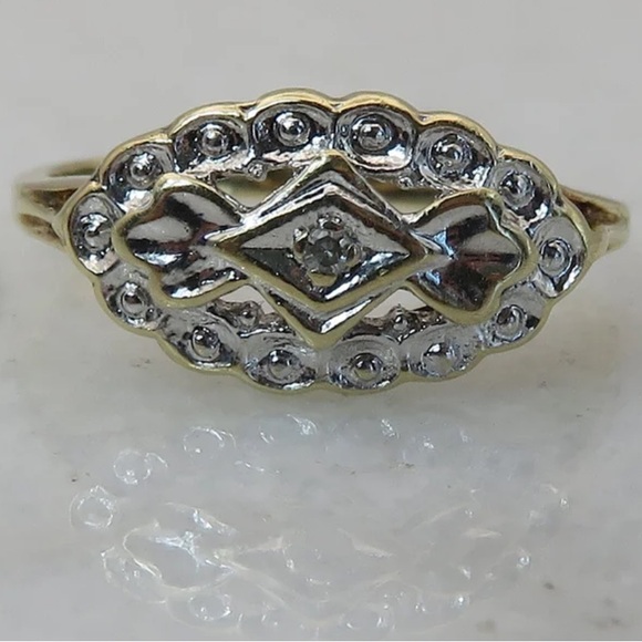 Vintage Art Deco 10k Gold - Diamond - Evil Eye Ring - Picture 2 of 8
